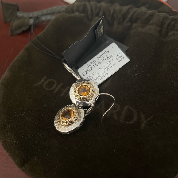 John Hardy Batu Palu 18kt & Silver Citrine Drop Earrings - Picture 5 of 14
